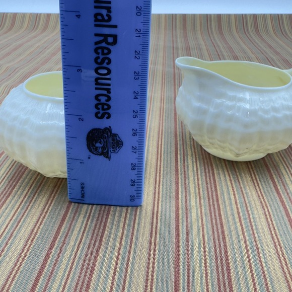 Vintage Belleek Ireland Creamer and Open Sugar Sea Shell Bone China Nautical - Picture 11 of 11